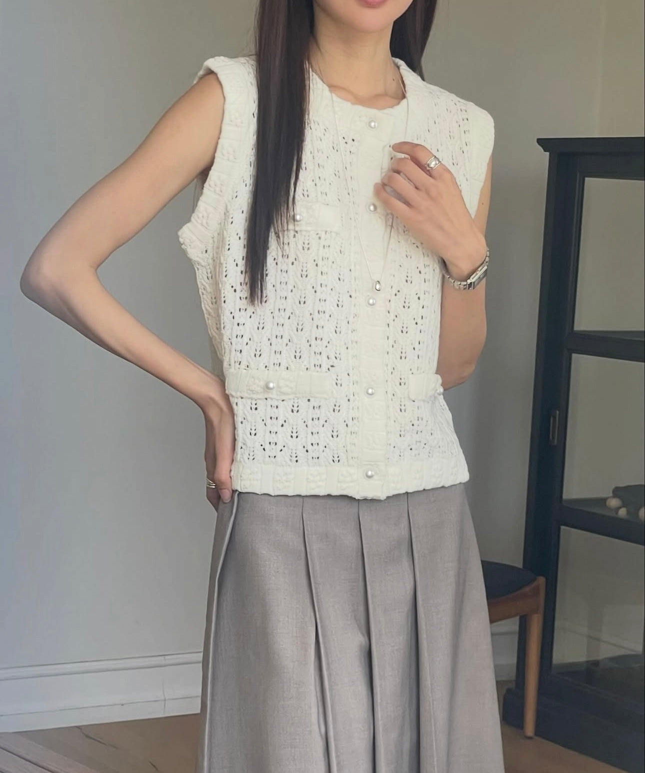 ♡小香鏤空針織背心♡ (C251125)