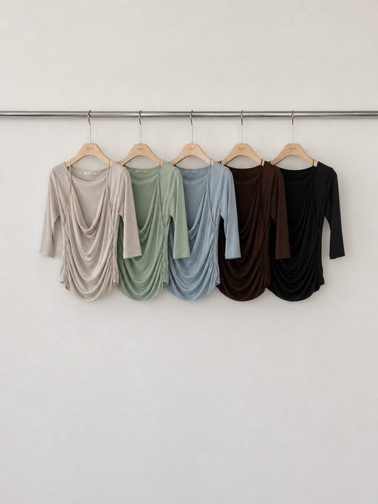 ♡Layer Drape 修身層次感天絲上衣♡ (C260920)