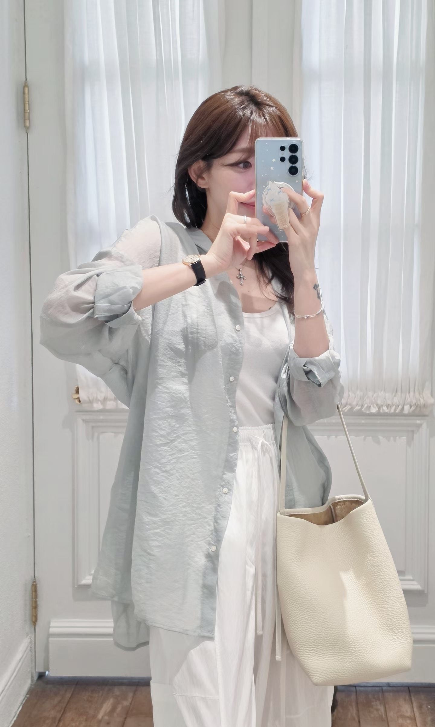 ♡Oni家♡氧氣感透肌天絲襯衫 (C260663)