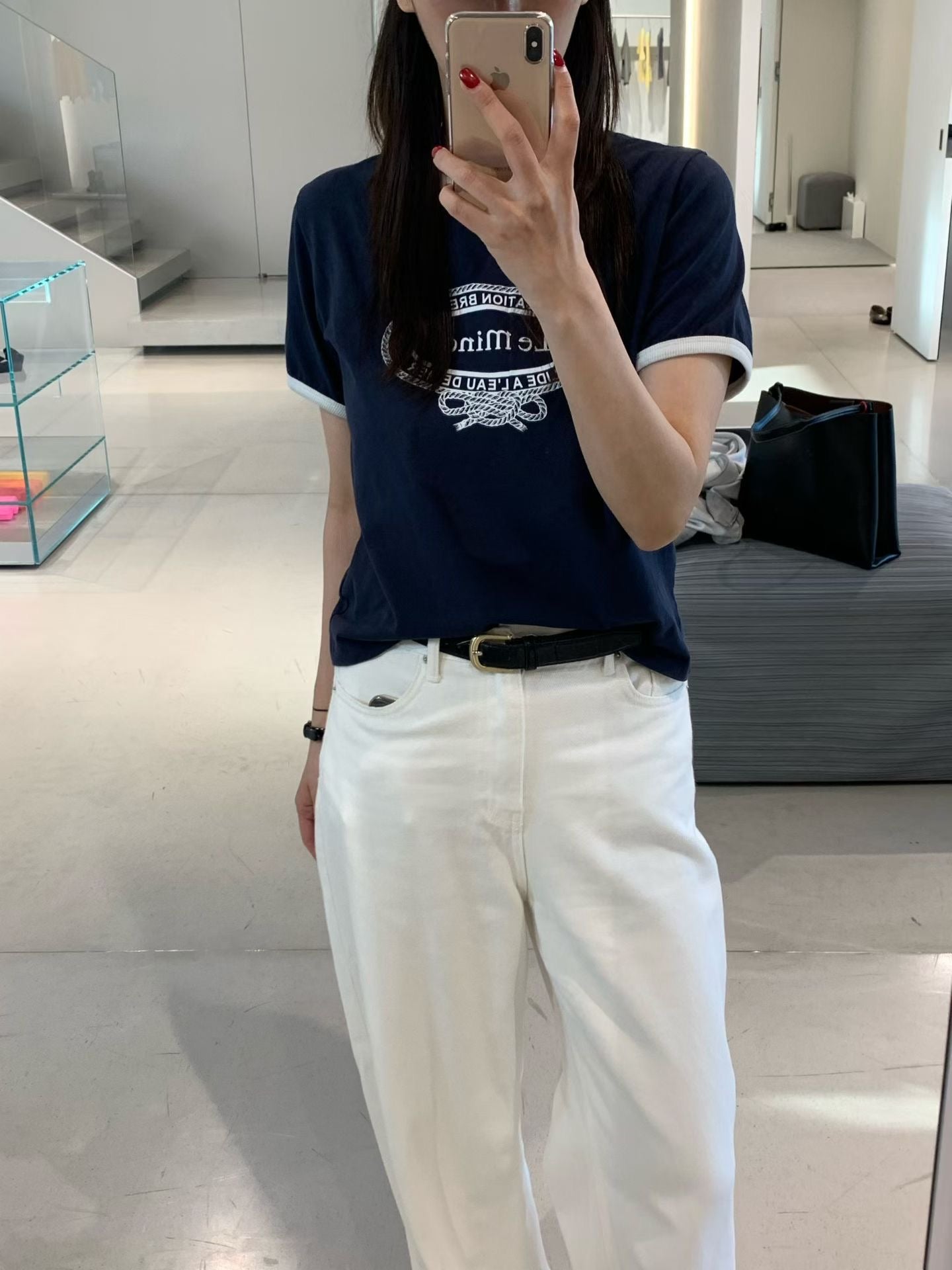 ♡法式復古撞色滾邊Logo短袖Ｔ♡ (C260341)