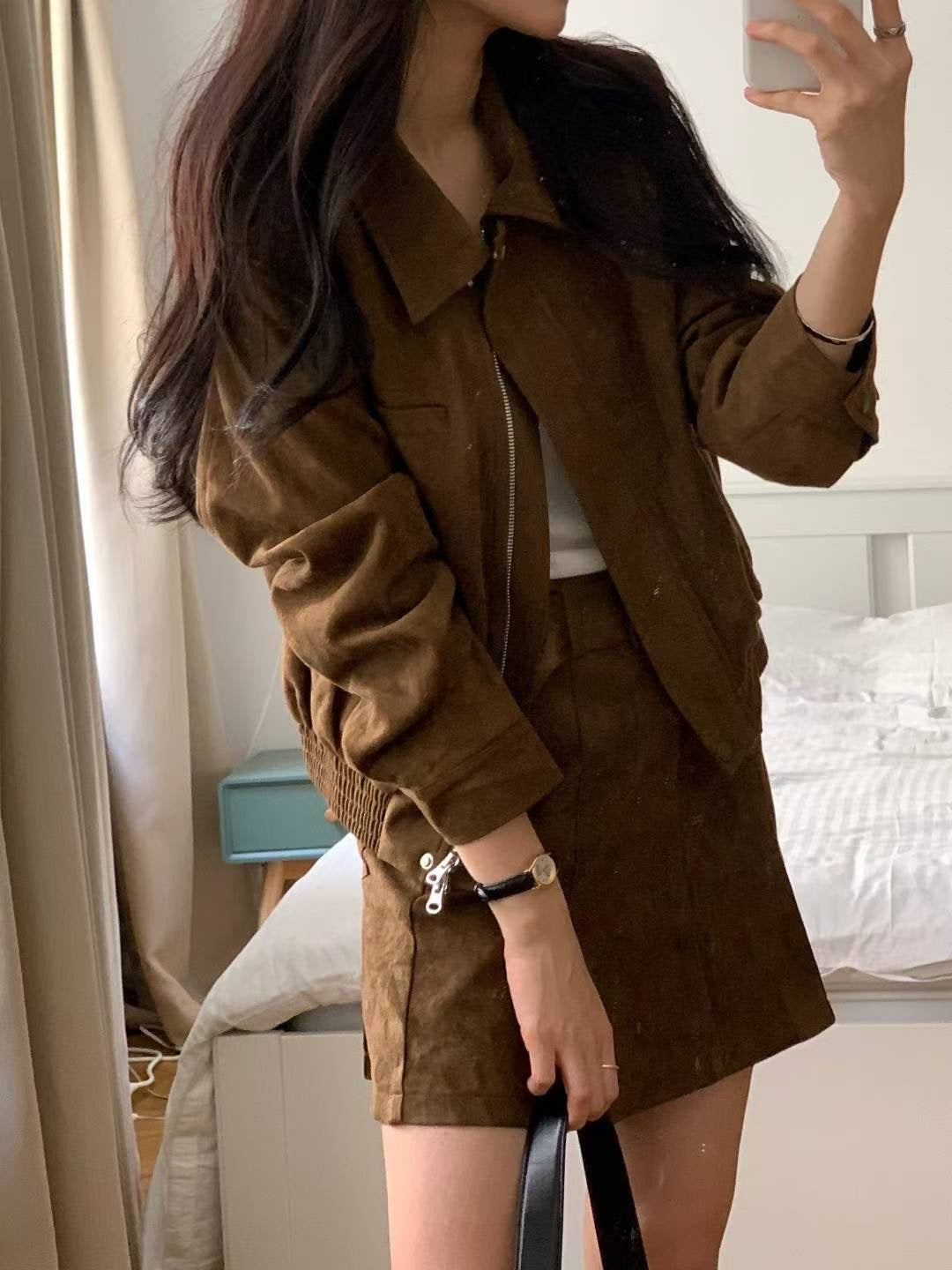 ♡極簡仿麂皮休閒夾克♡ (C251012)