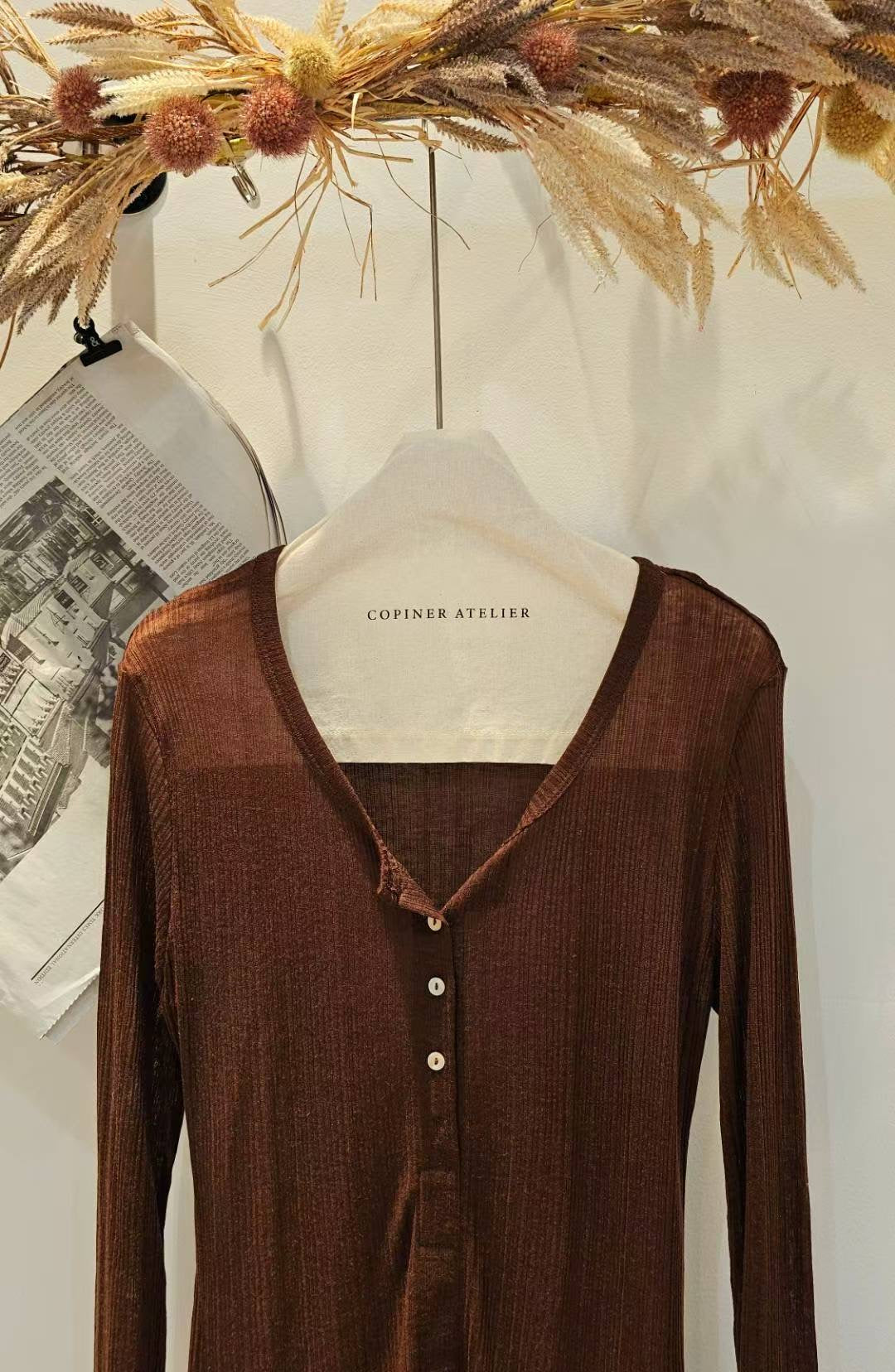 ♡Oni家♡開衩天絲羊毛亨利領T (C251004)