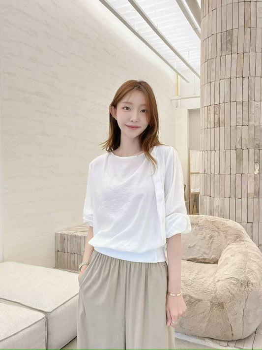 ♡設計感垂領斜排釦上衣♡ (C251040)