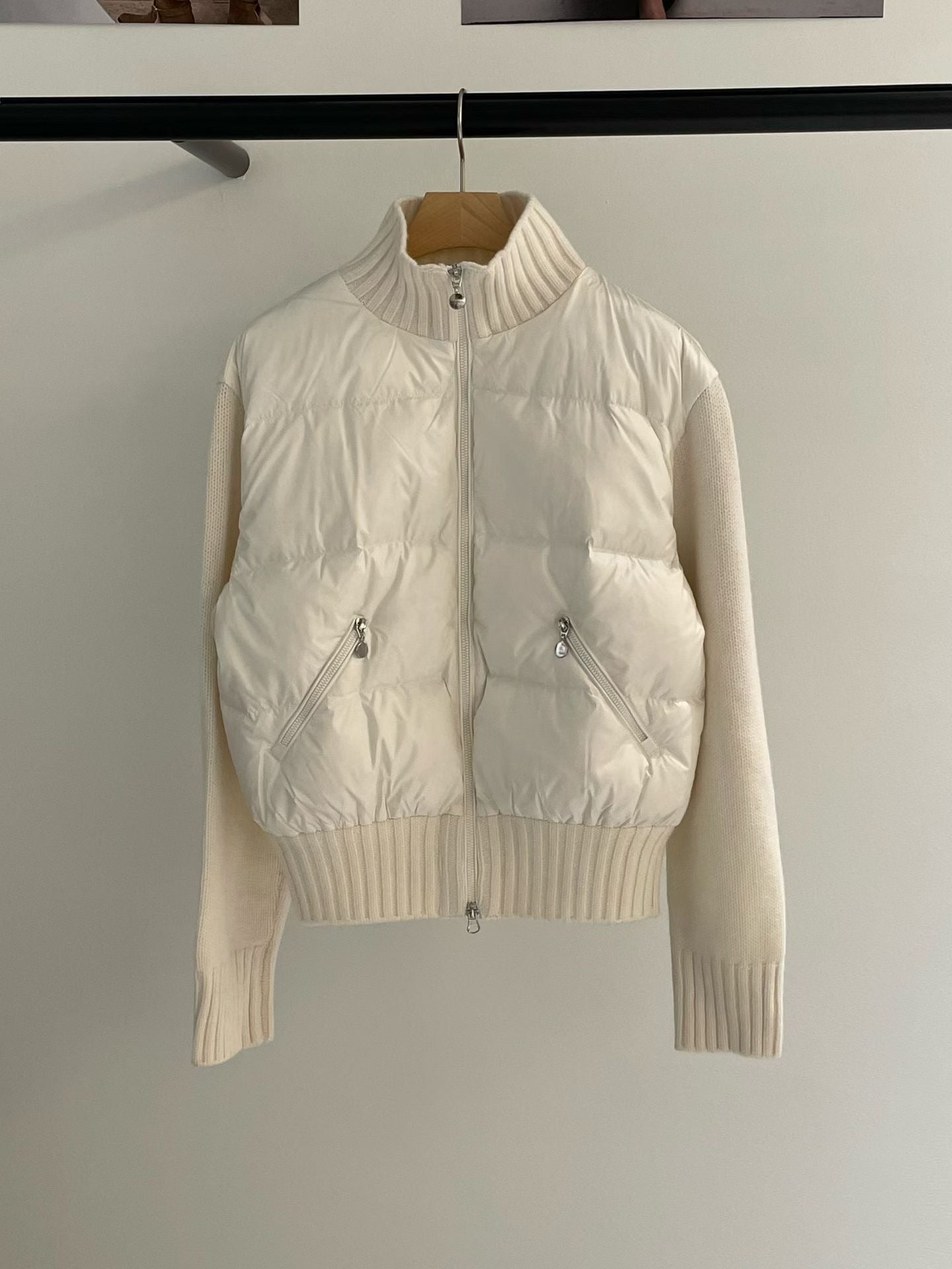 ♡輕暖修身雙材質羽絨針織外套♡ (C251110)