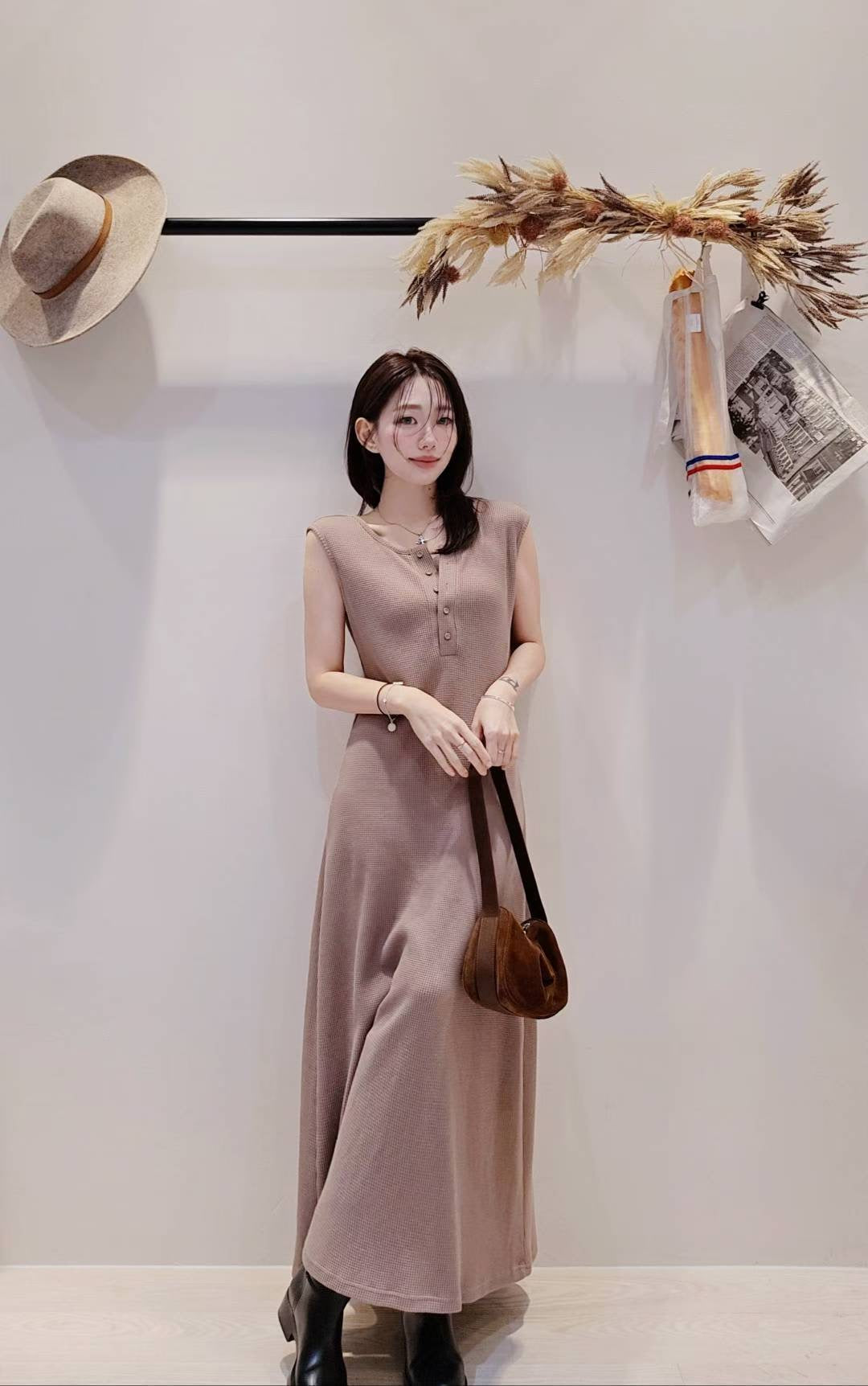 ♡Oni家♡鬆餅格修身休閒洋裝 (C251044)