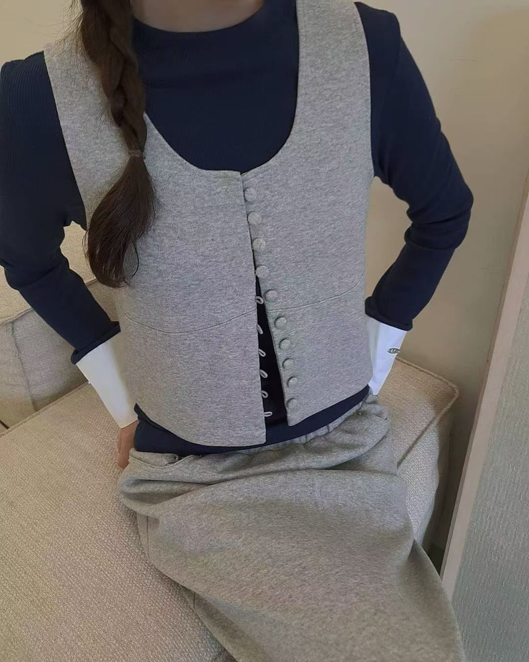 ♡質感排扣馬甲背心上衣♡ (C251164)