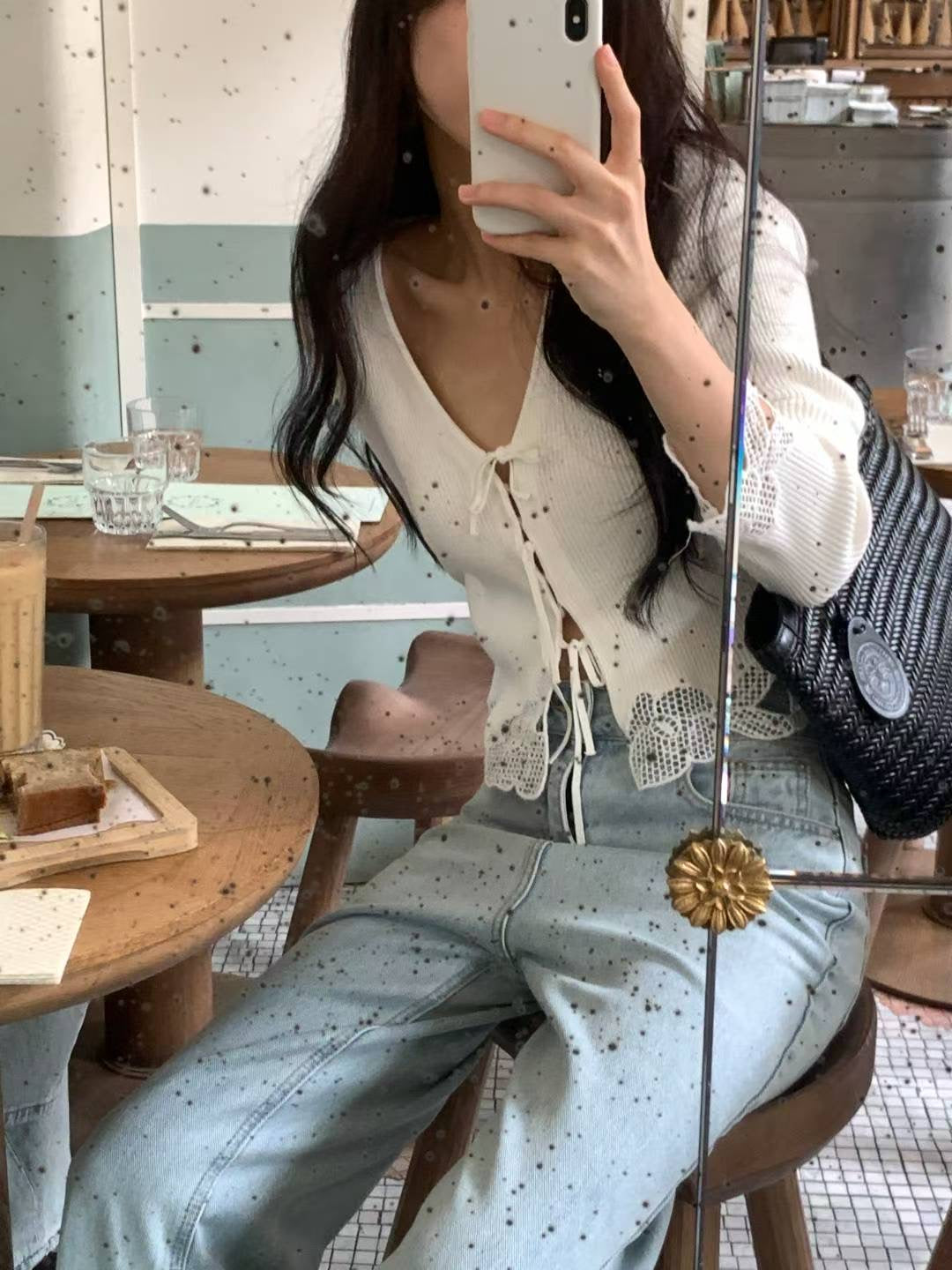 ♡鈎花拼接浪漫針織外套♡ (C251011)