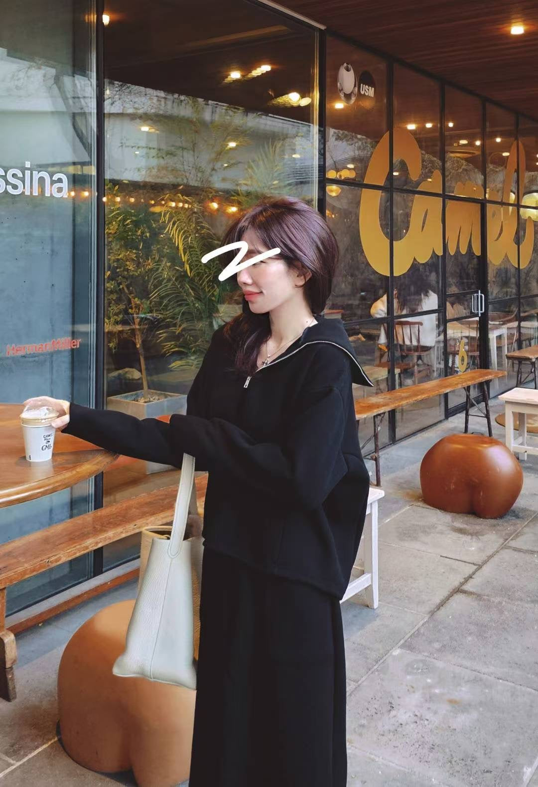 ♡Oni家♡ 質感混羊毛羅馬布拉鍊上衣 (C251287)