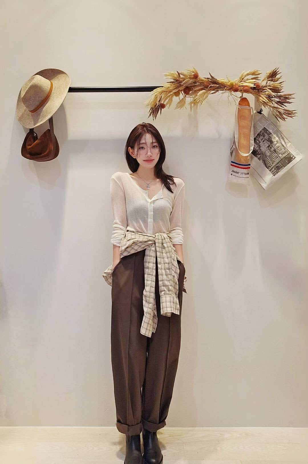 ♡Oni家♡開衩天絲羊毛亨利領T (C251004)