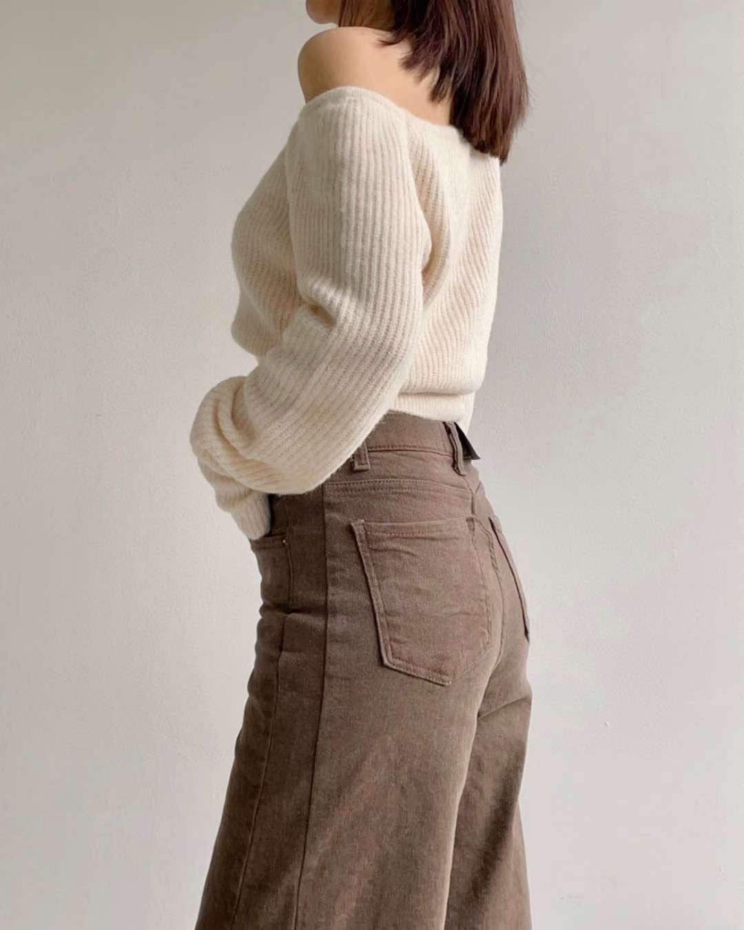 ♡冬季版拼接棉質寬褲♡ (C251151)