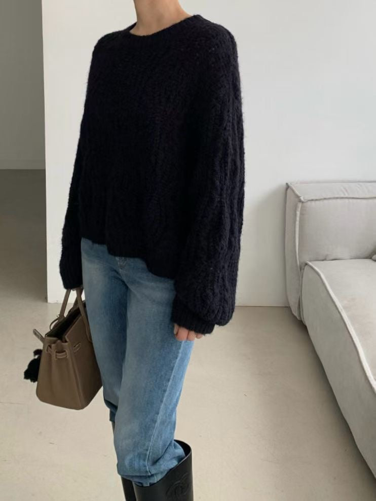 ♡冬日軟慵麻花洞洞毛衣♡ (C251229)