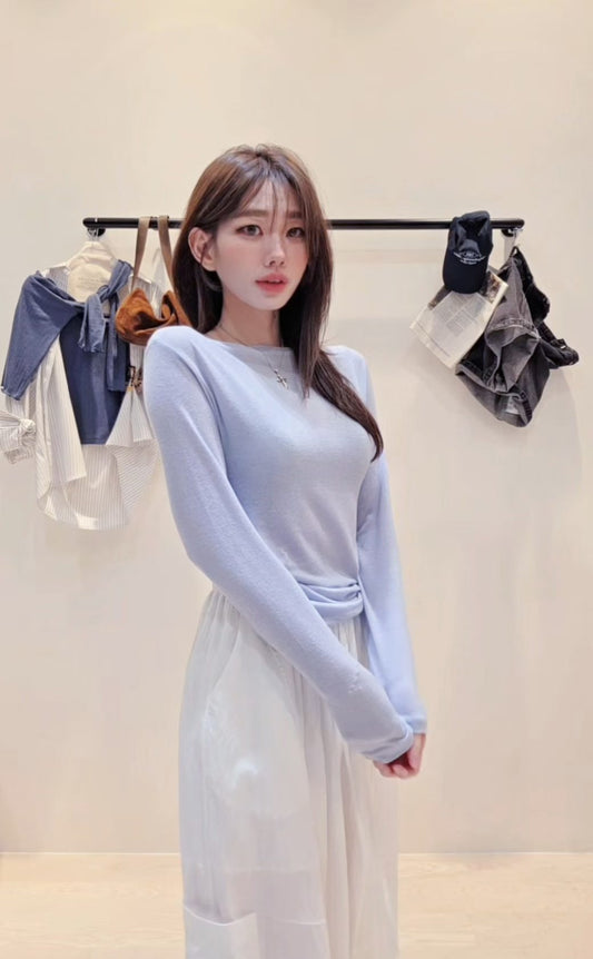 ♡Oni家♡船領天絲羊毛打底T (C260972)