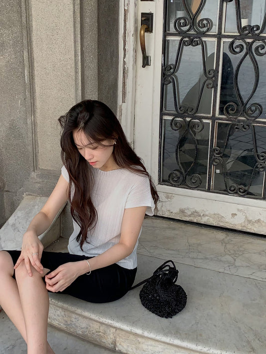 ♡百搭涼感細坑紋顯瘦上衣♡ (C260508)