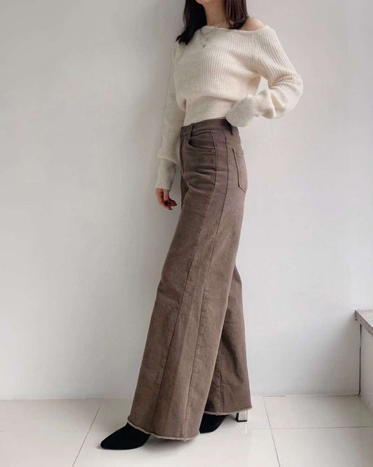 ♡冬季版拼接棉質寬褲♡ (C251151)