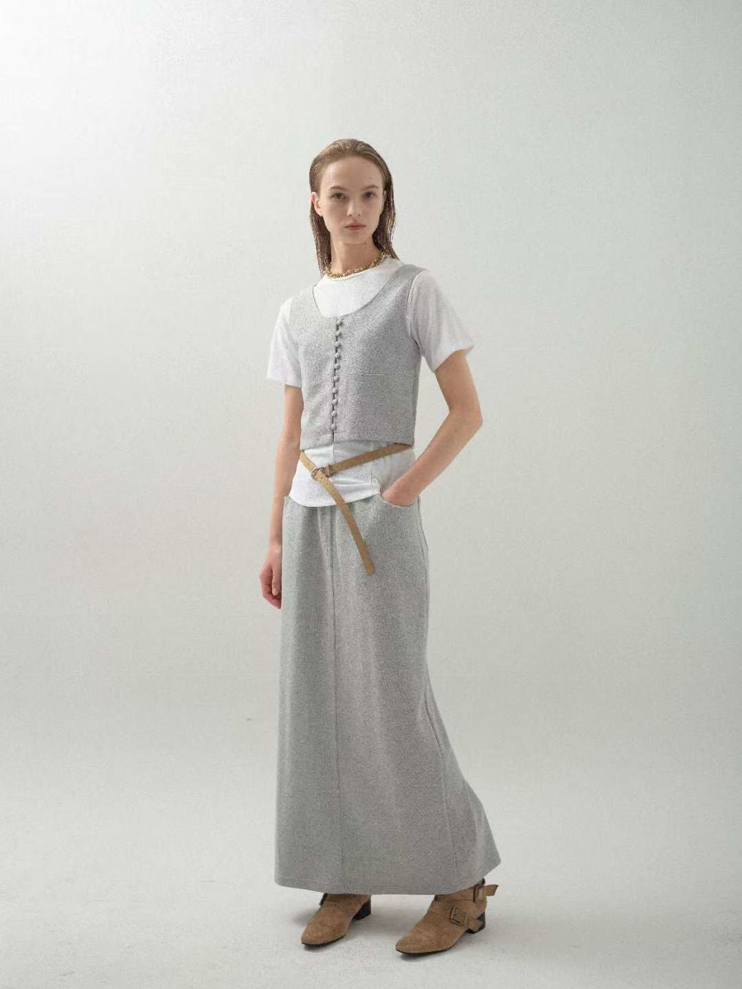 ♡軟挺顯瘦百搭直線長裙♡ (C251165)