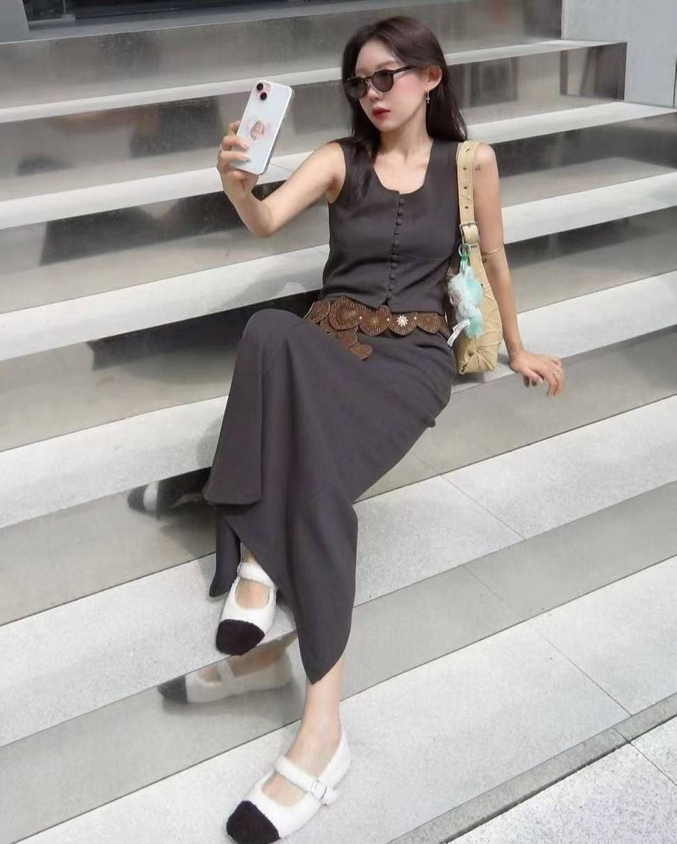 ♡軟挺顯瘦百搭直線長裙♡ (C251165)