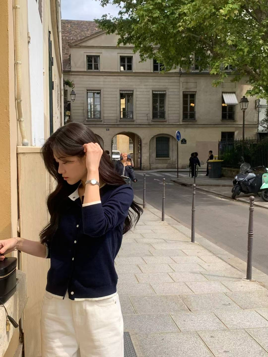 ♡優雅圓領撞色滾邊針織開衫♡ (C251013)