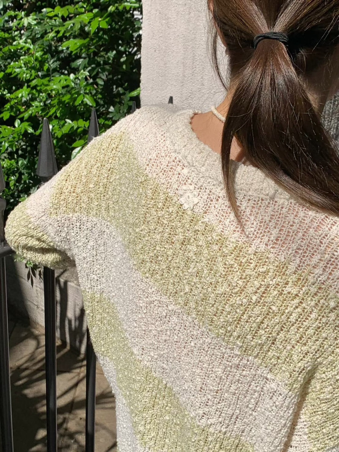 ♡奶油條紋慵懶針織上衣♡ (C260436)