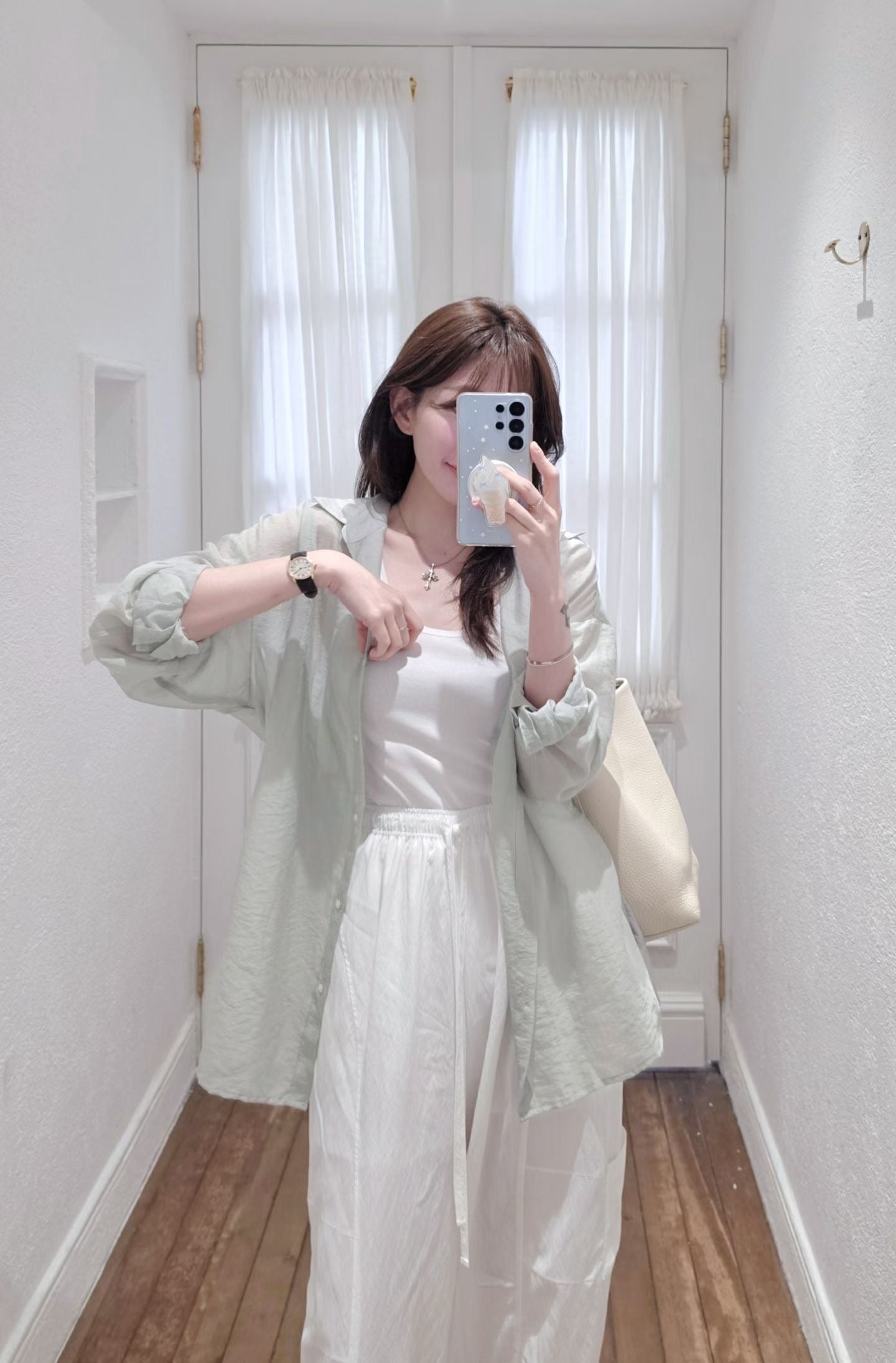 ♡Oni家♡氧氣感透肌天絲襯衫 (C260663)