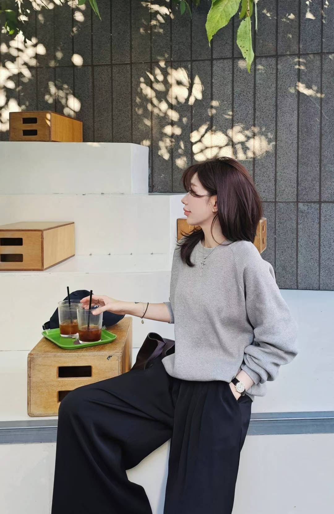 ♡Oni家♡ 鬆餅格休閒大學衛衣 (C251003)