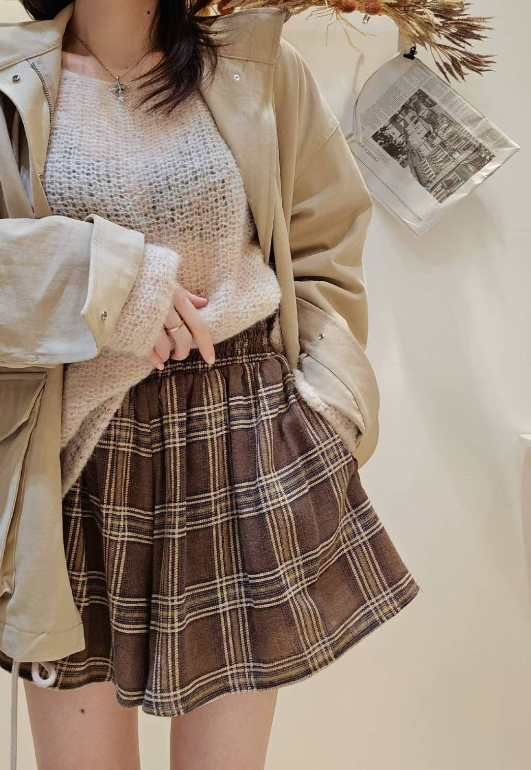 ♡Oni家♡英倫風格紋小褲裙 (C251105)