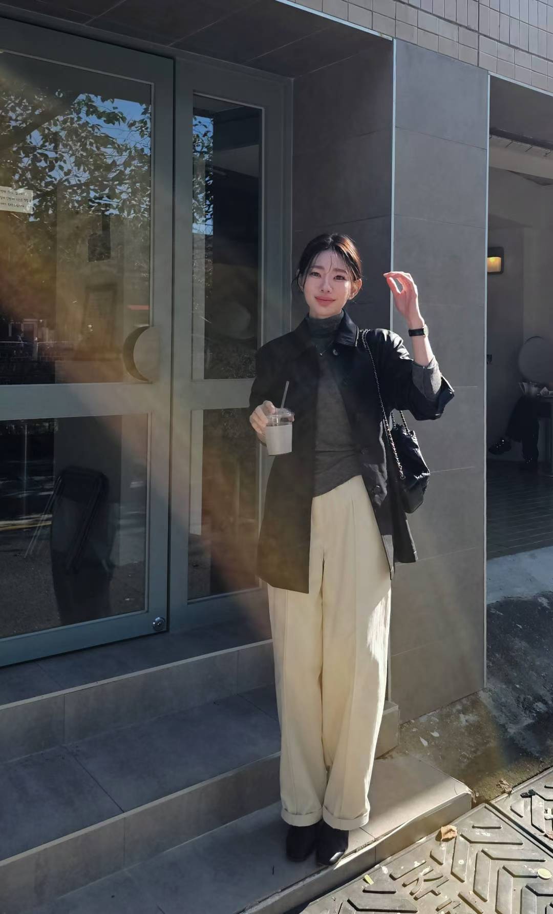 ♡Oni家♡極簡俐落仿皮革長夾克 (C251166)