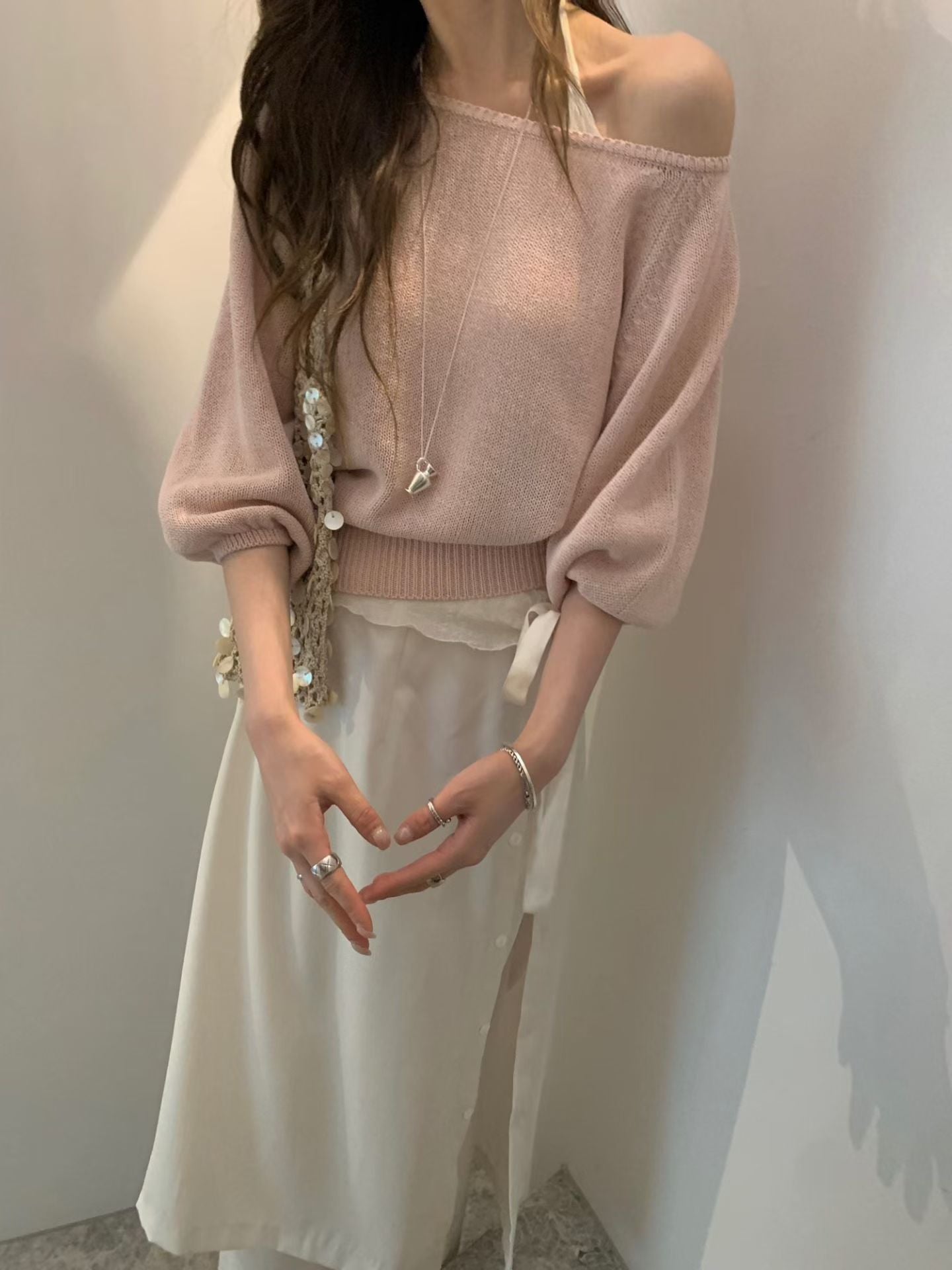 ♡法式奶油感慵懶針織上衣♡ (C260655)