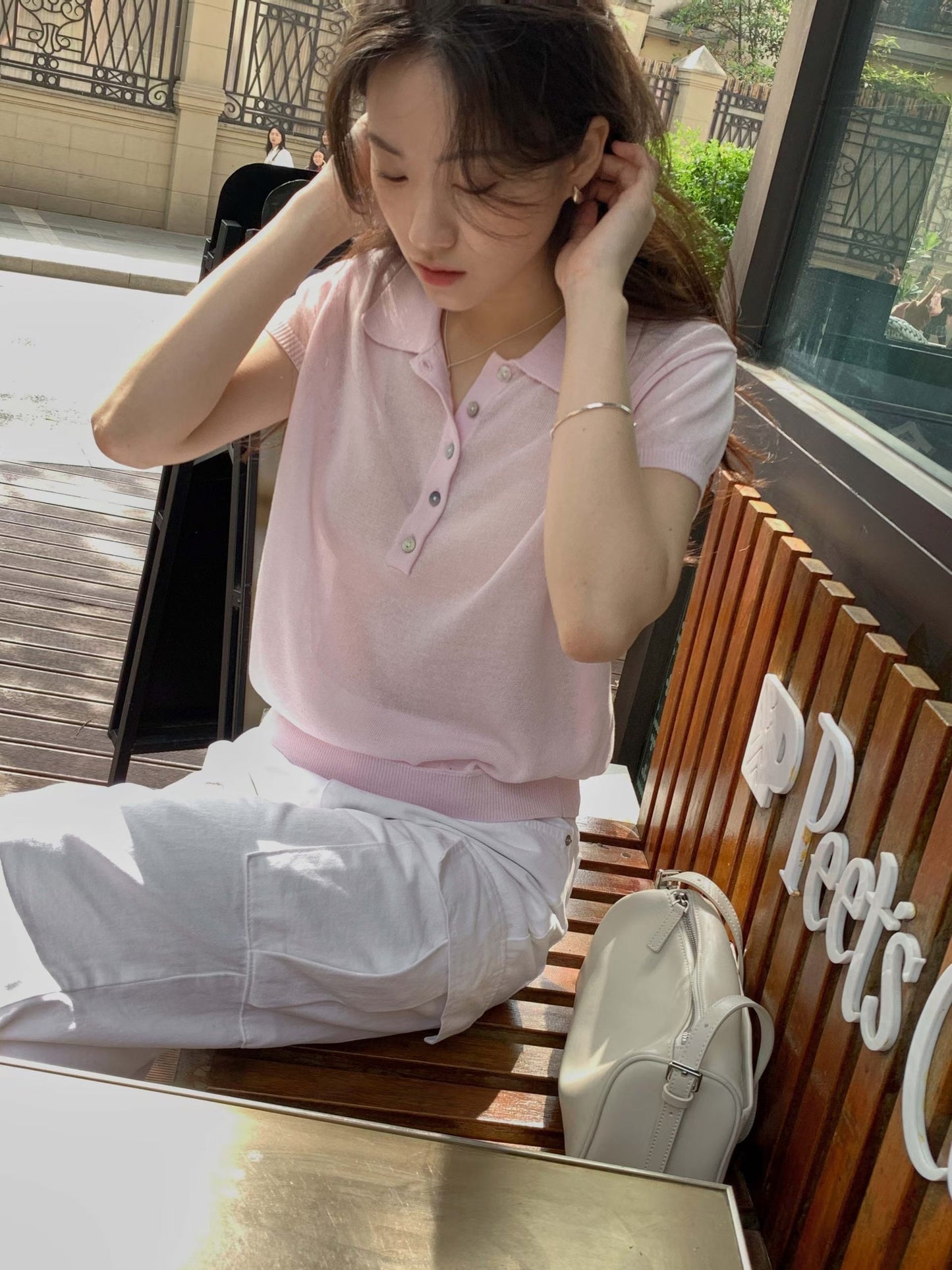 ♡清新感輕針織Polo短袖上衣♡ (C260509)