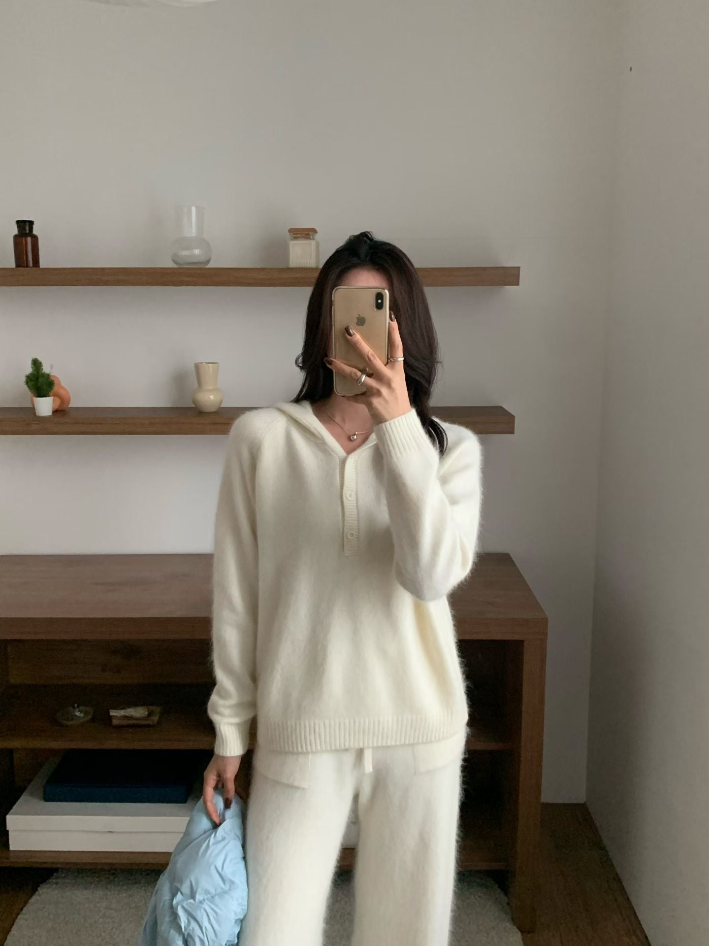 ♡輕暖毛料休閒連帽上衣♡ (C251107)