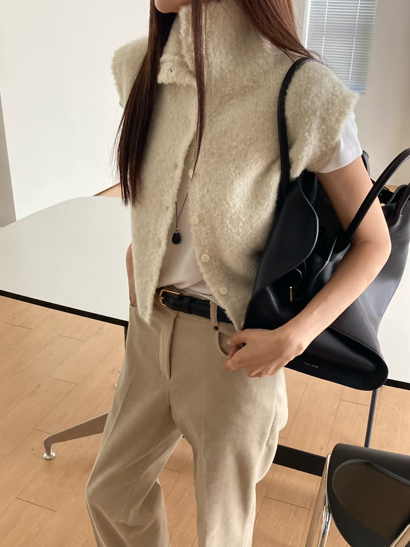 ♡毛呢感立領保暖背心♡ (C251265)