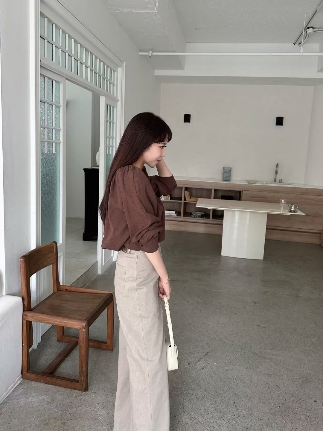 ♡立體壓線挺版長腿寬褲♡ (C250934)