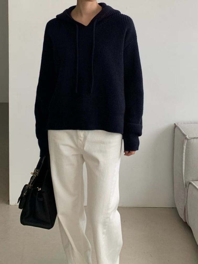 ♡柔彈羅紋休閒連帽上衣♡ (C251230)