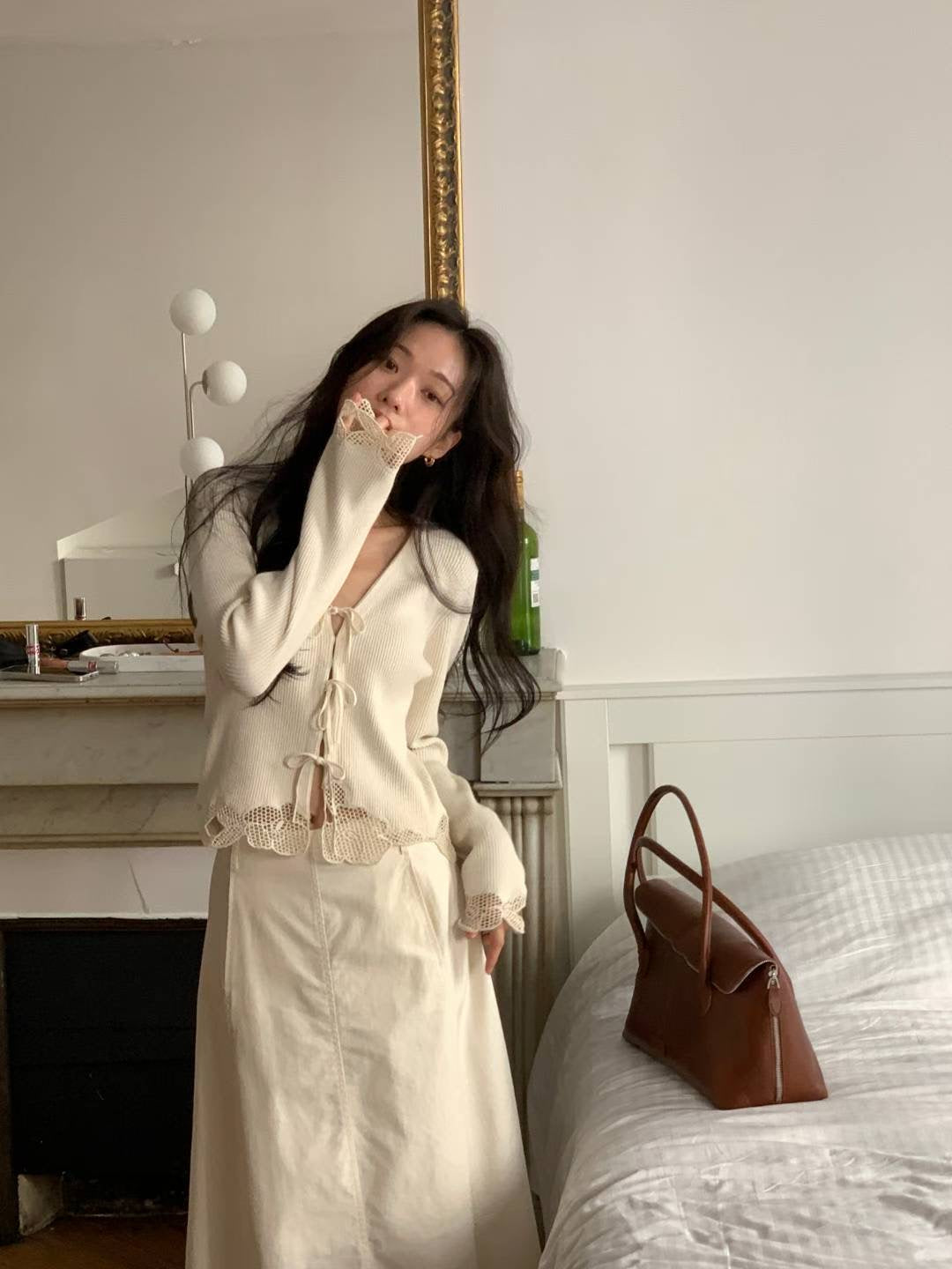 ♡鈎花拼接浪漫針織外套♡ (C251011)