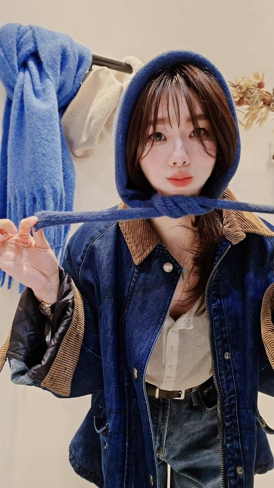 ♡Oni家♡時髦巴恩風丹寧鋪棉外套 (C251284)