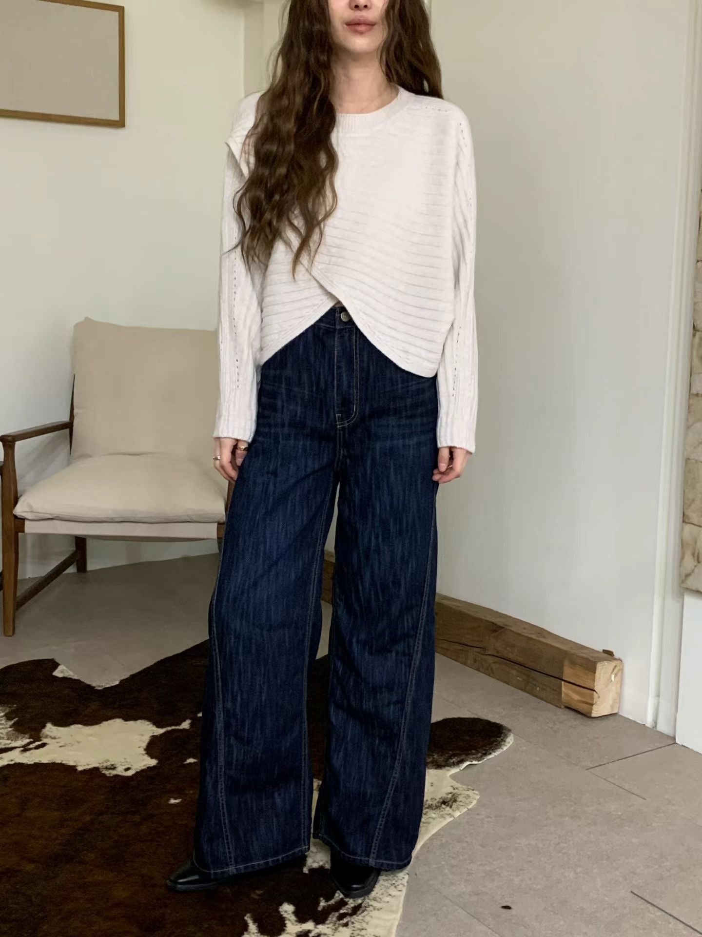 ♡氣質Oni家♡披肩感斜裁設計針織上衣 (C251226)