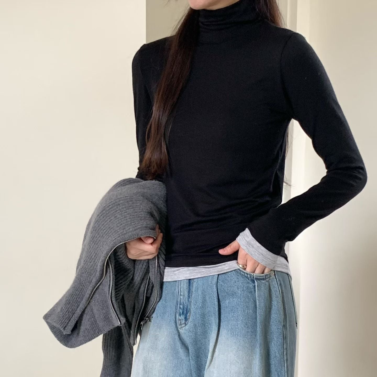 ♡冬季必備舒適層次高領上衣♡ (C251019)