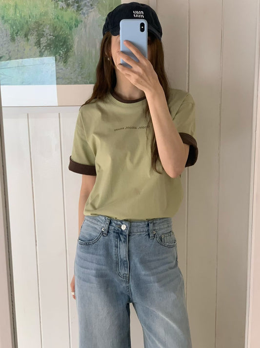 ♡Amore 撞色滾邊短袖T♡ (C260457)