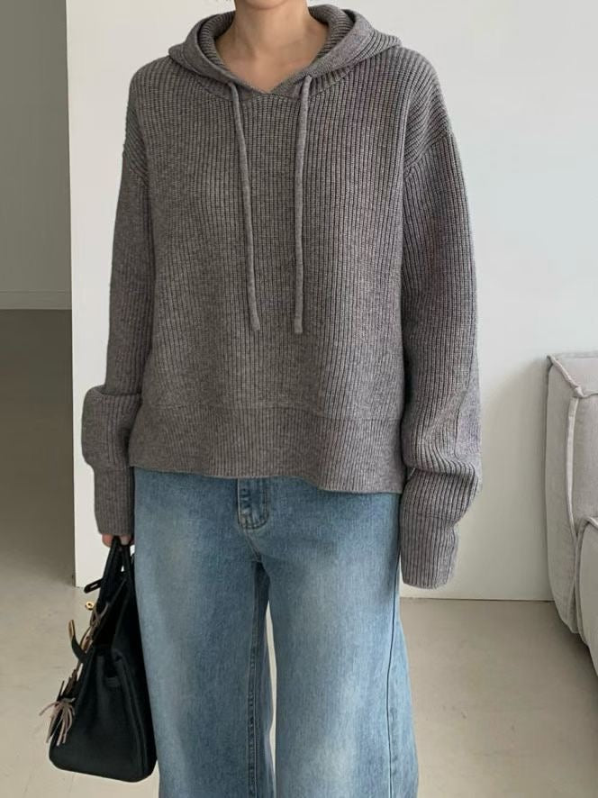 ♡柔彈羅紋休閒連帽上衣♡ (C251230)