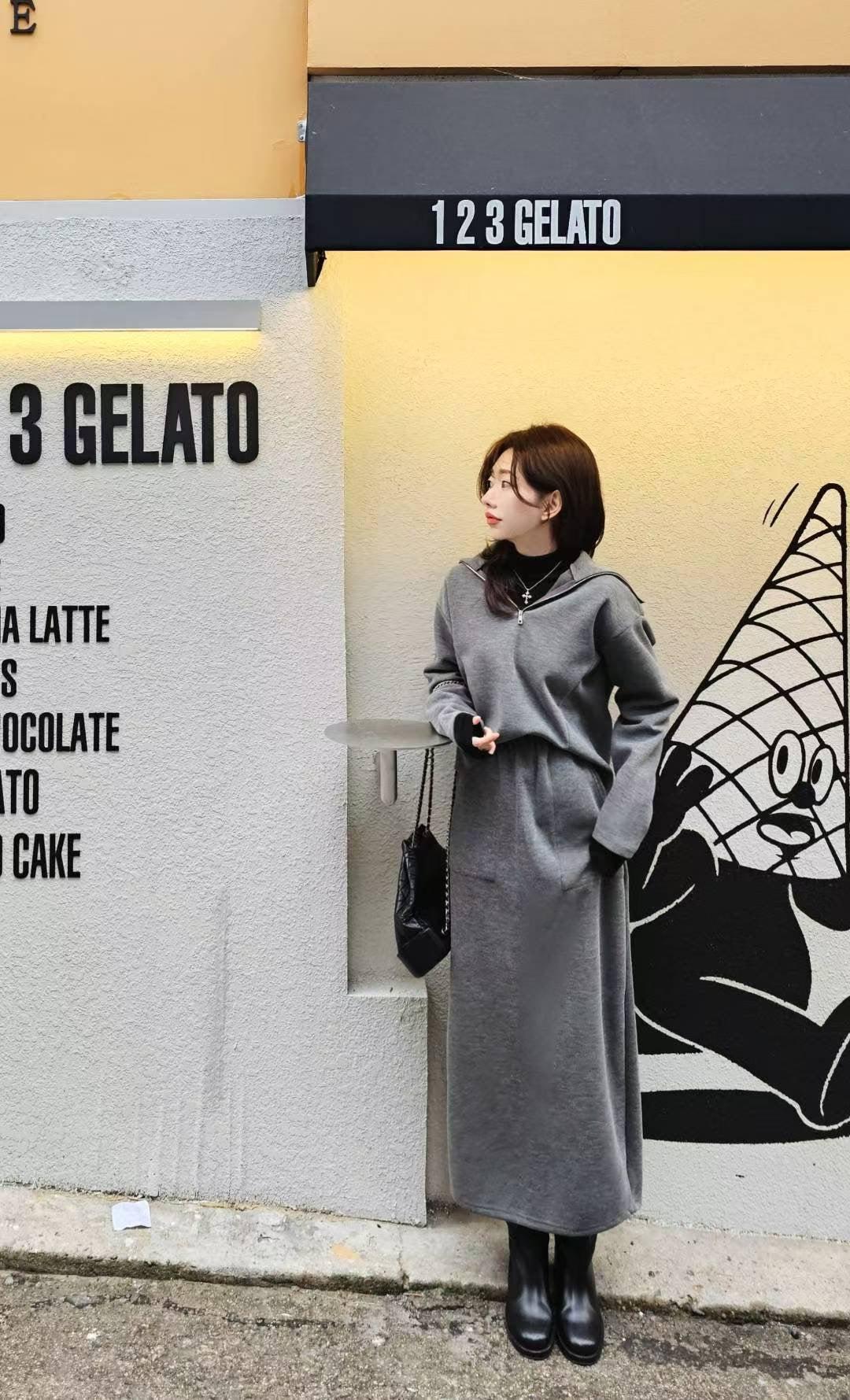 ♡Oni家♡ 質感混羊毛羅馬布拉鍊上衣 (C251287)