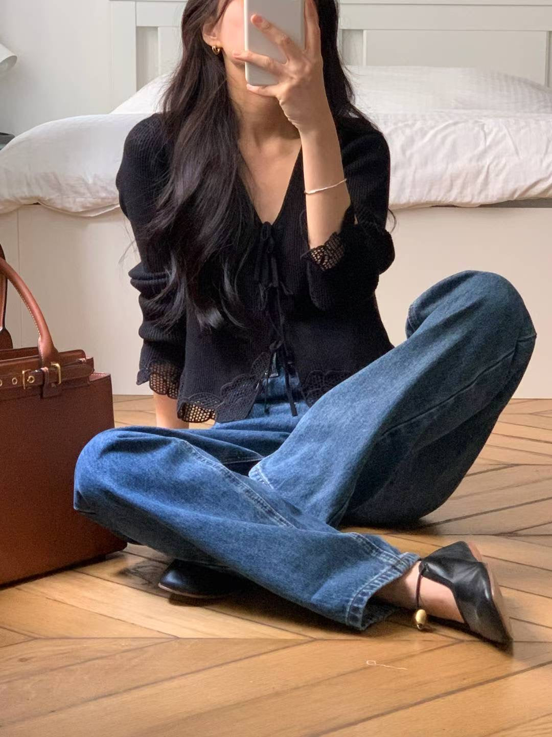 ♡鈎花拼接浪漫針織外套♡ (C251011)