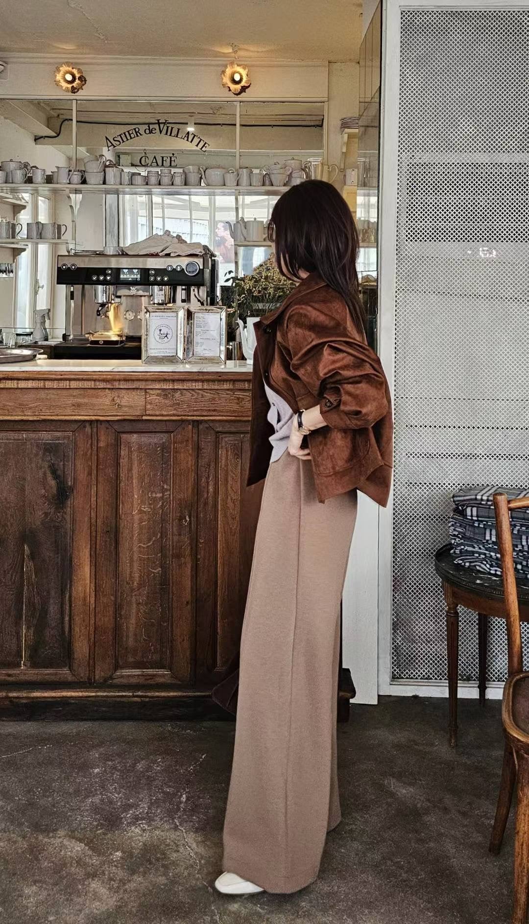 ♡Oni家♡漫畫腿混羊毛長腿褲 (C251262)