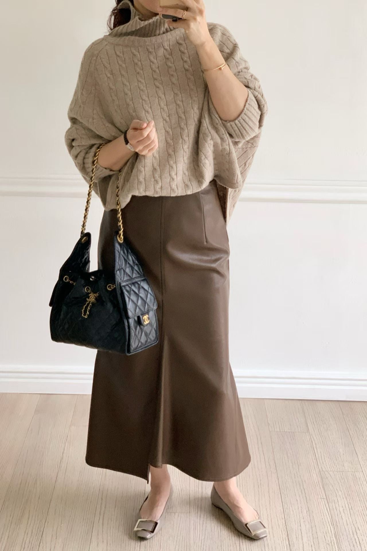 ♡輕鬆質感繭形麻花高領毛衣♡ (C251269)