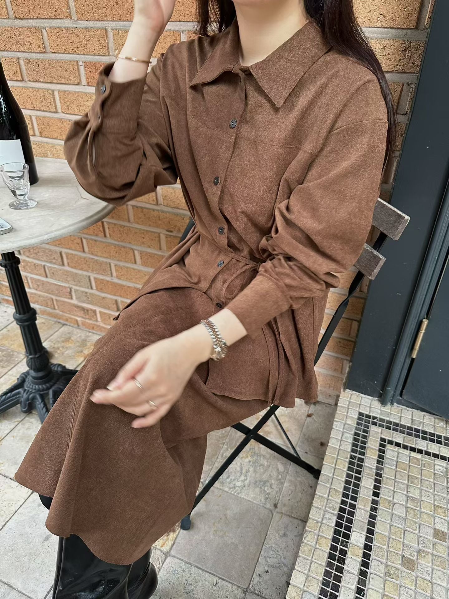 ♡都會微彈麂皮感中長裙♡ (C251117)