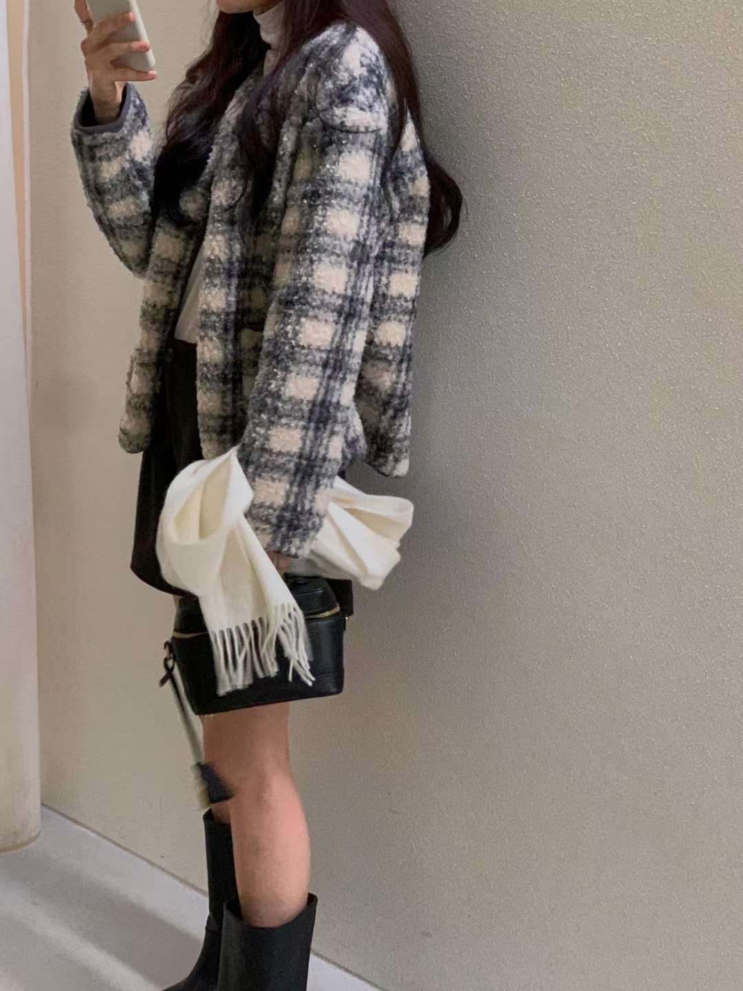 ♡暖芯柔絨格紋泰迪外套♡ (C251279)