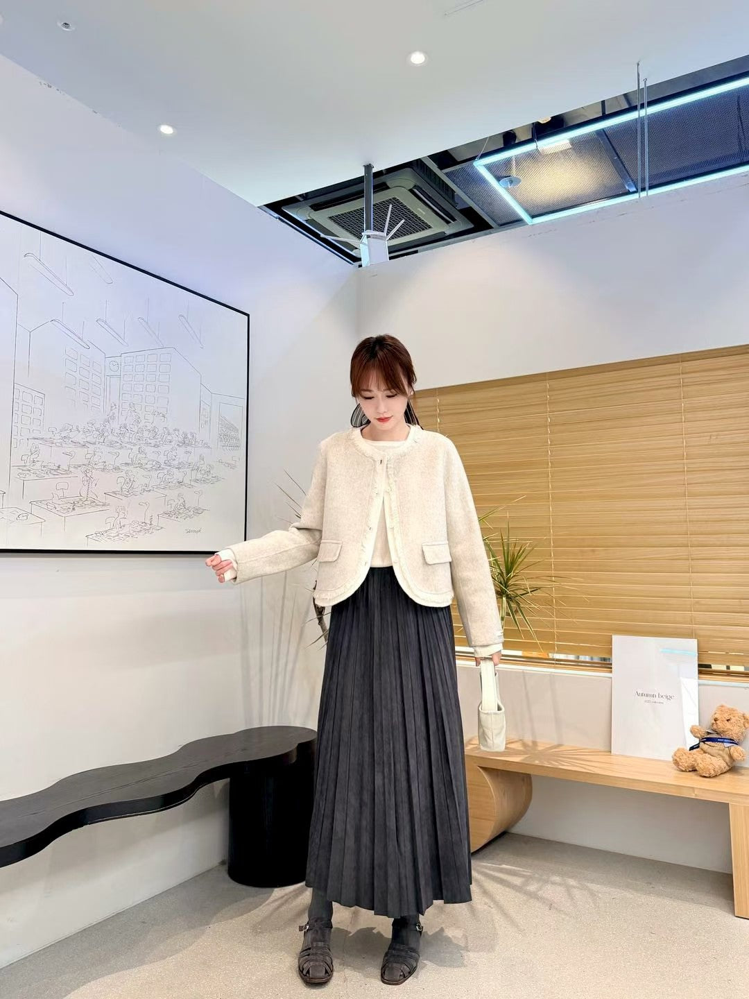 ♡霧絨顯瘦質感百褶裙♡ (C251160)