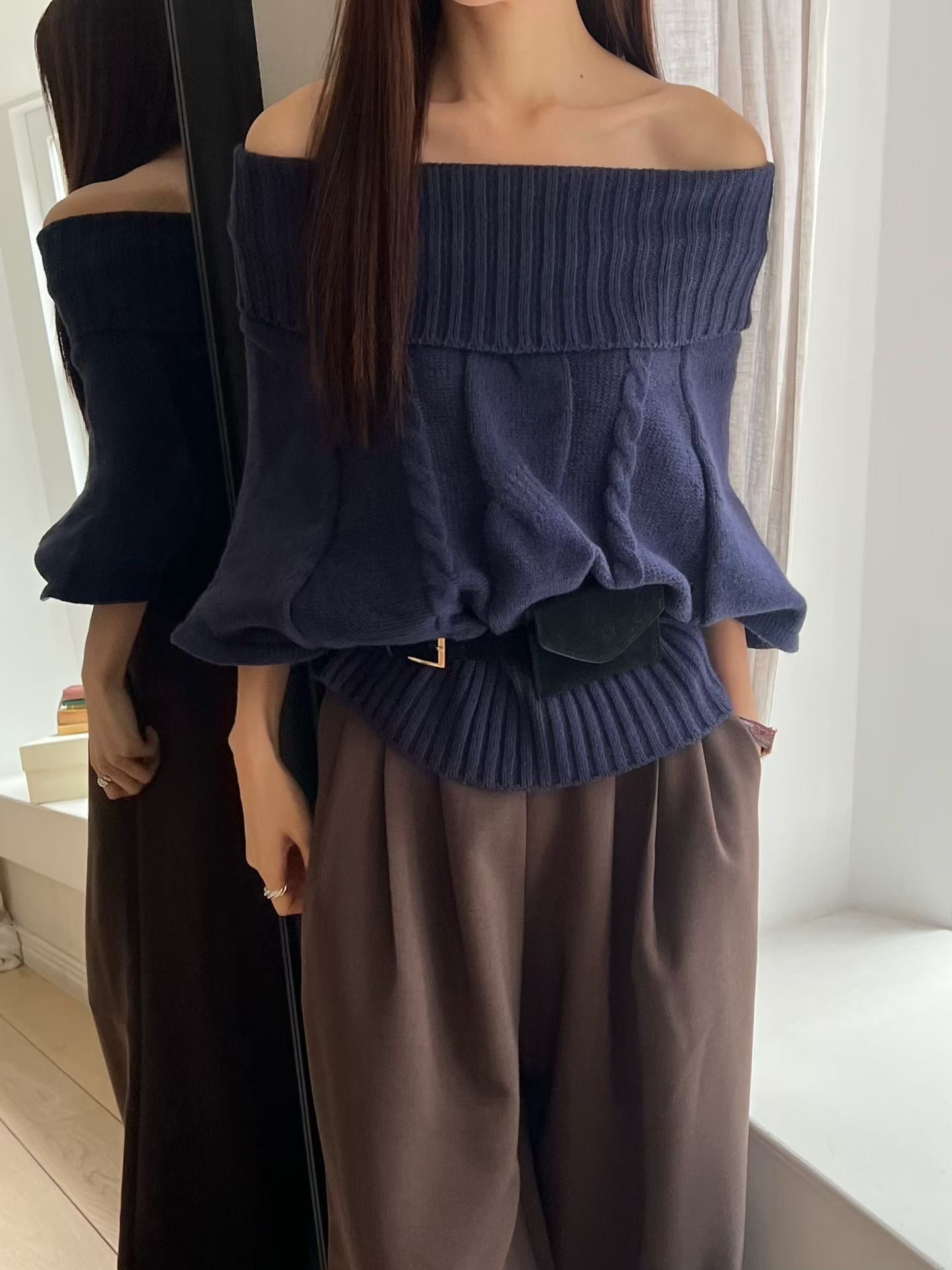 ♡一衣多穿斗篷感針織上衣♡ (C251128)