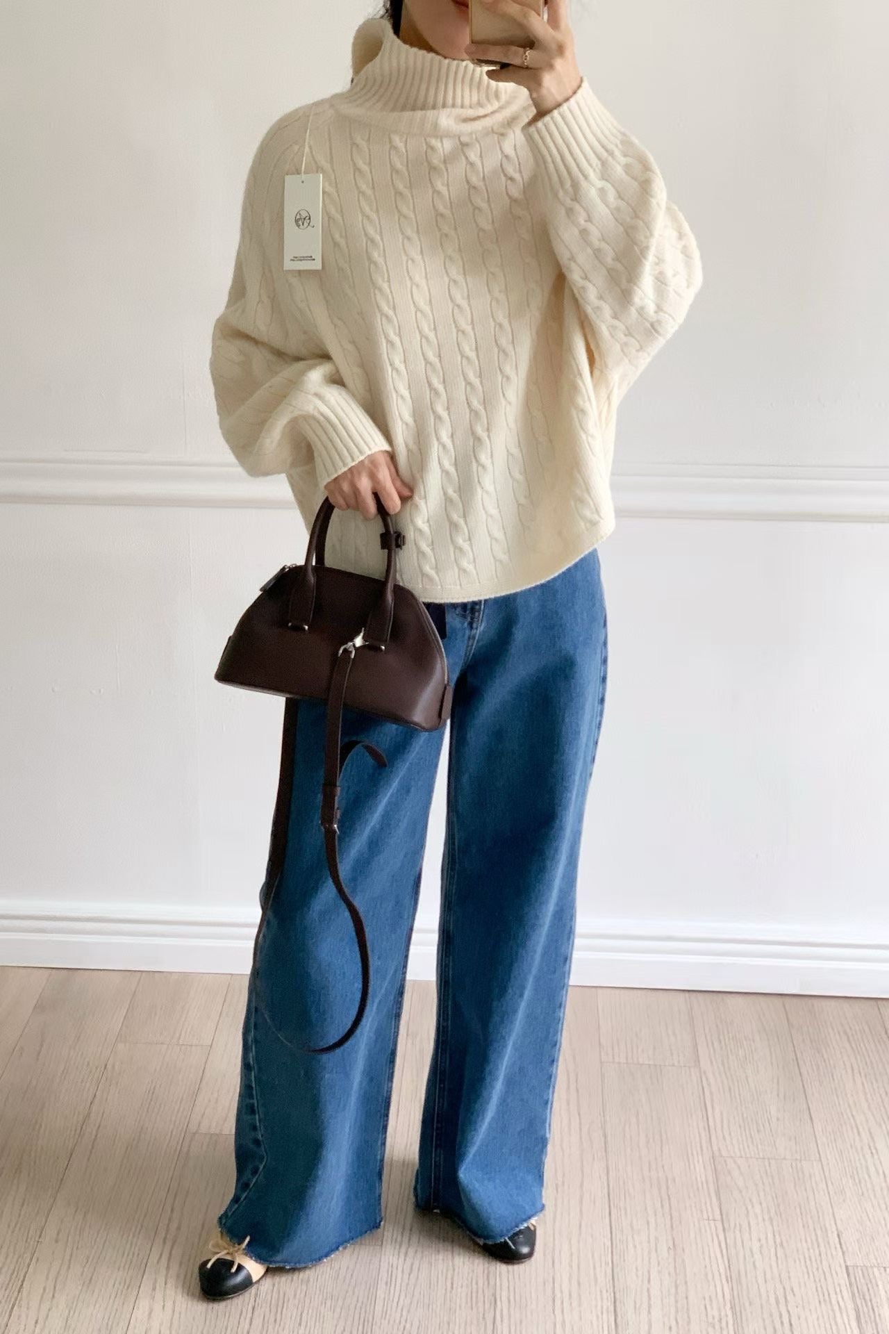 ♡輕鬆質感繭形麻花高領毛衣♡ (C251269)