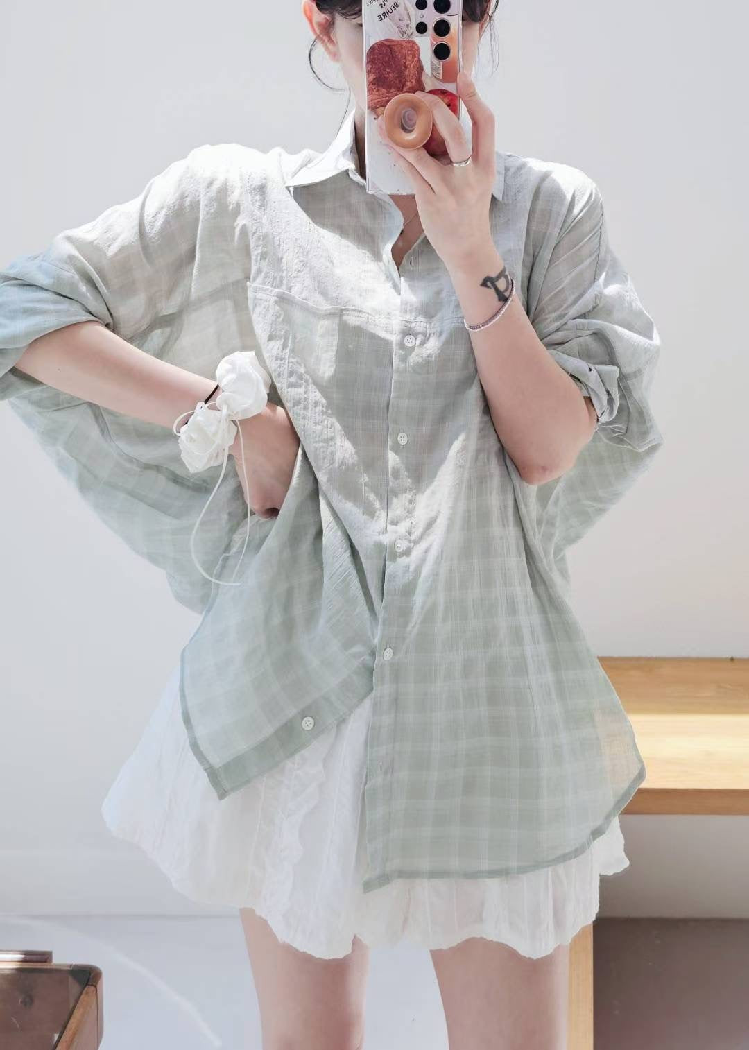 ♡Oni家♡經典百搭格紋休閒襯衫 (C250822)
