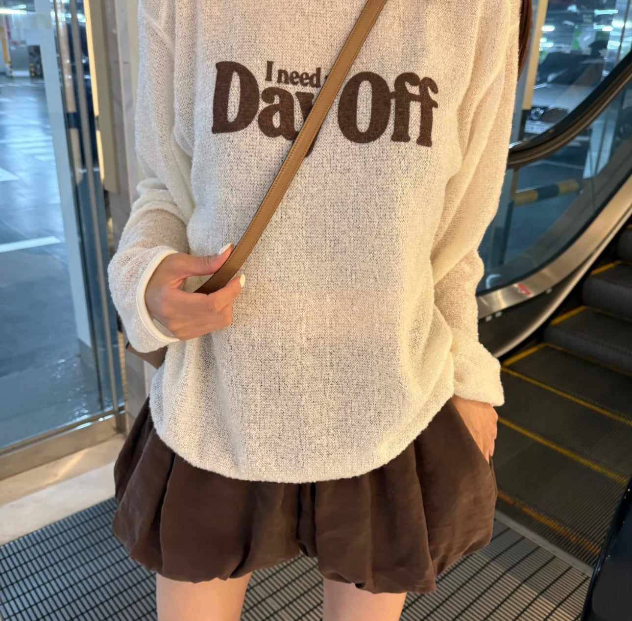 ♡軟綿休閒I need a Day Off針織T♡ (C251149)