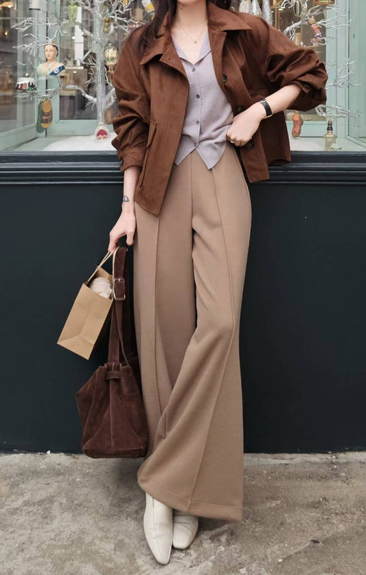 ♡Oni家♡漫畫腿混羊毛長腿褲 (C251262)